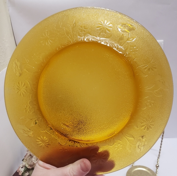 Vintage France Vereco Amber Flower Plate - Picture 12 of 16